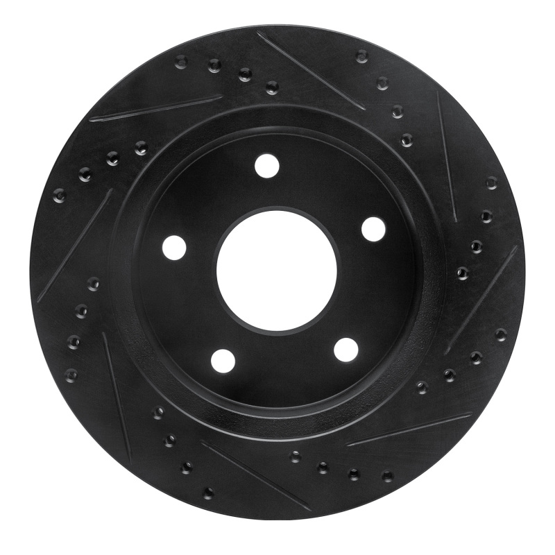 Dodge Ramcharger Brake Rotor (1) - Front Left - R1 Concepts - Drilled & Slotted - Black - `00-`02
